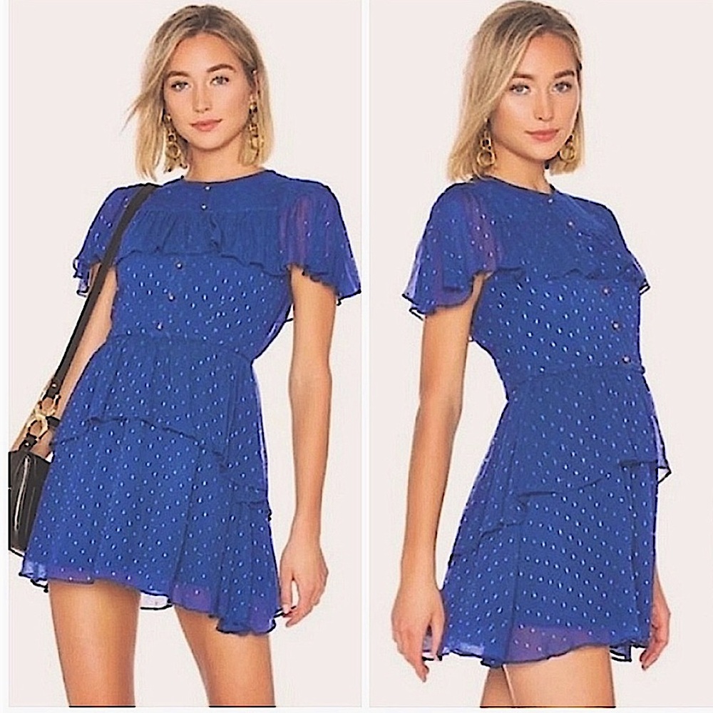 HOUSE OF HARLOW 1960 | PARTY DRESS POLKA DOT RUFFLE MINI DRESS